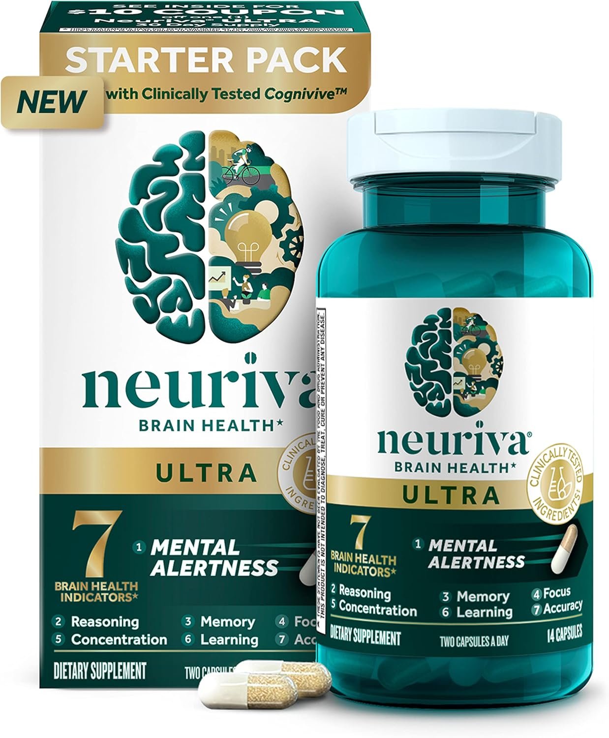 Neuriva Ultra Brain Health Mental Alertness Memory Focus 60 Capsules 